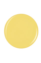Bright buttery warm yellow button sample color swatch in white color setting